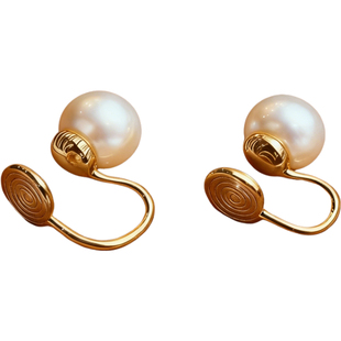 天然淡水真珍珠耳夹无耳洞女轻奢高级感爆款新款馒头珠蚊香盘耳饰