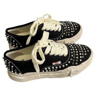 朴彩英同款鞋 MIHARA三原康裕MMY溶解鞋铆钉做旧帆布鞋男女款板鞋