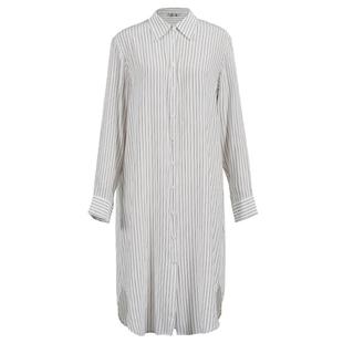 LILYSILK莉莉秀客女士真丝衬衫裙舒适长袖收腰条纹连衣裙