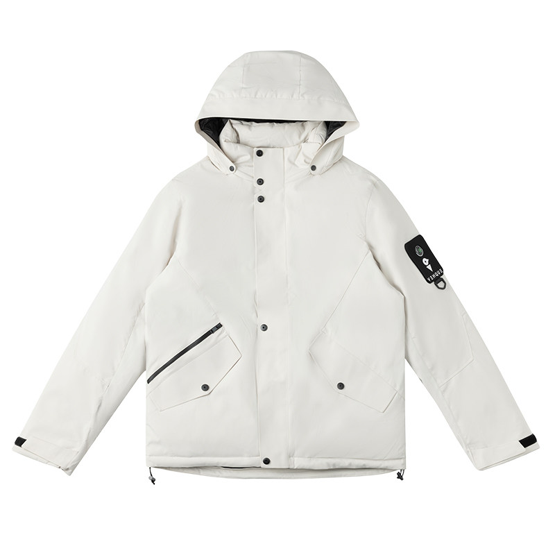 venque/范克男士短款保暖加厚白色羽绒服外套男生款2025新款冬季