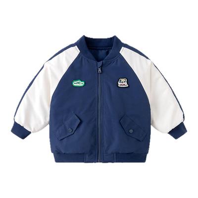 嘟嘟家男童外套夹棉棒球服宝宝秋季儿童女童夹克三防加厚冬装棉服