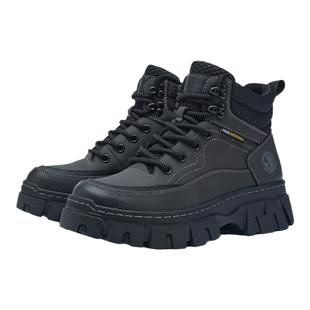 马克华菲马丁靴女2026秋冬季新款真皮爆款短靴子厚底内增高机车靴