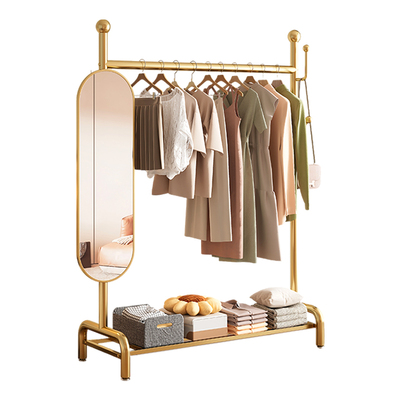 鑫百邦多功能落地衣帽架带镜子
