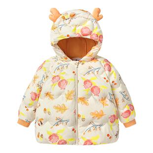 迷你巴拉巴拉女童羽绒外套动物造型帽柔软儿童三防冬装宝宝羽绒服