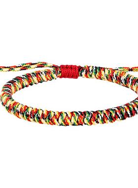 五彩绳端午节手链金刚结好运手绳编织情侣款抽拉款五彩线男红绳女