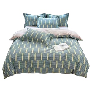 亏本全棉磨毛四件套秋冬季加厚纯棉四件夽1.5床1.8米床花简约格子