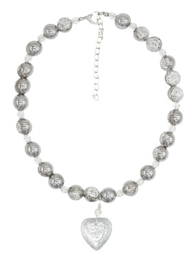 原创银色爆花水晶个性项链