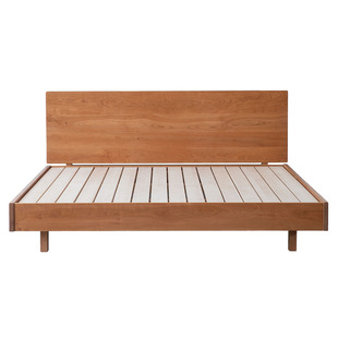 山丁 围檐床 原创复古纯实木床主卧简约北欧黑胡桃樱桃白蜡悬浮床