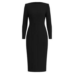 〈面料升级〉经典款纯黑色弹力醋酸修身显瘦秋冬打底职场连衣裙