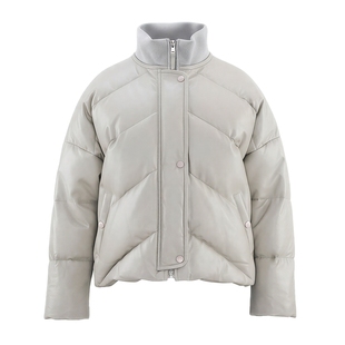 马天奴2025新款立领拉链短款绵羊皮羽绒服白鹅绒保暖外套时尚百搭