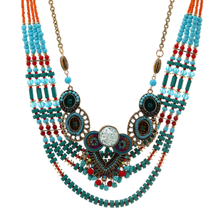 欧美复古异域波西米亚项链女耳环套装藏族民族风旅拍照挂件额头饰