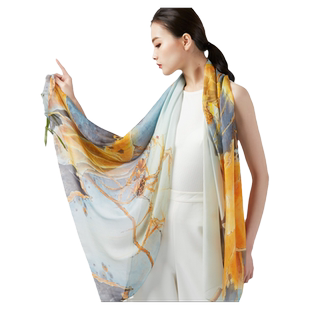 织锦楼春夏桑蚕丝真丝围巾薄款丝巾女洋气时尚妈妈款丝巾披肩围脖
