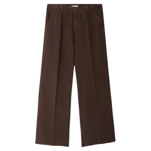 季末6折SANDRO2025秋冬新款男装法式棉质棕色质感宽松阔腿牛仔裤