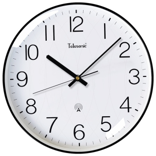 TELESONIC/天王星电波钟客厅静音挂钟免打孔时尚家用挂表时钟表