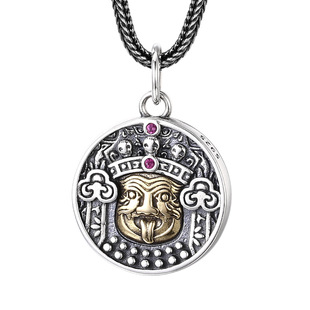 梅卡S925纯银藏族黄财神扎基拉姆绿度母吊坠藏区小众男女项坠挂件