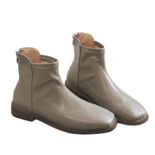 韩国东大门平底短靴女弹力瘦瘦靴2025秋冬新款方头拉链ins潮袜靴