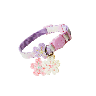 猫咪项圈带铃铛浪漫樱花设计多色可逃脱防走丢可挂姓名牌小狗项圈