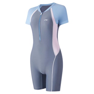 李宁儿童游泳衣女孩专业训练女童中大童连体初中生青少年带胸垫