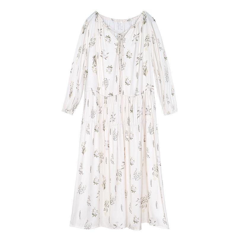 贝佳人七分袖印花睡裙家居服女