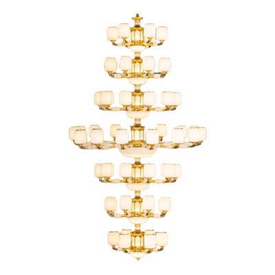 新中式全铜实木复式楼别墅大吊灯