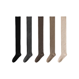 超长压力过膝袜女秋冬加长加厚保暖防滑jk大腿袜灰色高筒护膝袜