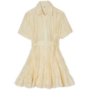 SANDRO Outlets春夏女装法式度假A字荷叶边翻领蓬蓬短裙连衣裙