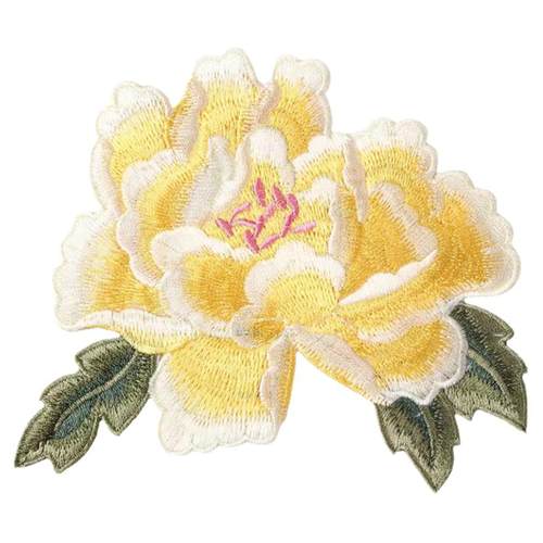 精致牡丹花刺绣布贴衣服鞋帽扇子包包装饰背胶熨烫补丁破洞修复贴