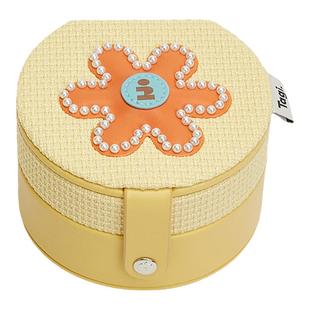 Tagi.钉珠想象星星小花贝壳便携鼓鼓珍珠双层圆圆首饰盒收纳盒