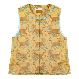 只是名家钱小萍正品虎镇五毒老宋锦马甲女新中式桑蚕丝带钢印国风