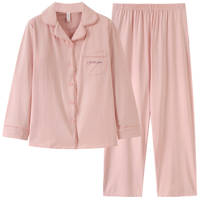 都市丽人带胸垫睡衣女春秋款纯棉