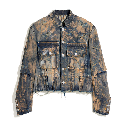 立领牛仔夹克FACEONLAB泥染工艺