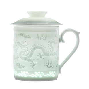 景德镇官方陶瓷办公杯马克杯玲珑茶杯家用水杯高档礼盒装杯子礼物