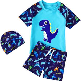 儿童游泳衣男童夏季宝宝防晒速干分体泳裤小童中大孩童可爱套装备