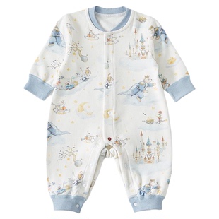 bubbletree婴儿德绒连体衣服初冬小月龄女宝宝保暖新生儿薄绒睡衣