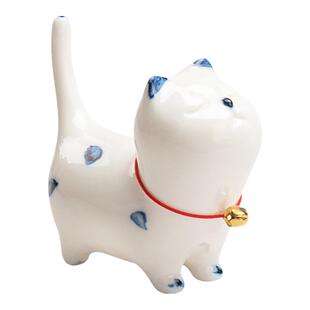可爱小猫咪陶瓷桌面摆件软萌治愈茶宠笔架礼品手绘家用室内装饰品