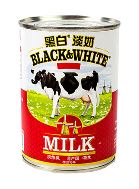 荷兰进口黑白淡奶400g 全脂淡炼乳港式丝袜奶茶甜品原料6罐包邮