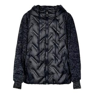 鸭鸭宽松短款羽绒服女2025冬季新款连帽百搭休闲轻薄款拼接外套ZX