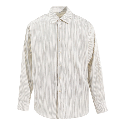 海上公路海浪条纹衬衫男士2026年新款褶皱肌理感极简通勤撞色上衣