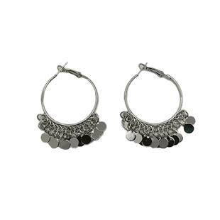 银色粼粼波光亮片流苏耳环女2025新款爆款时髦气质圆圈显脸小耳饰