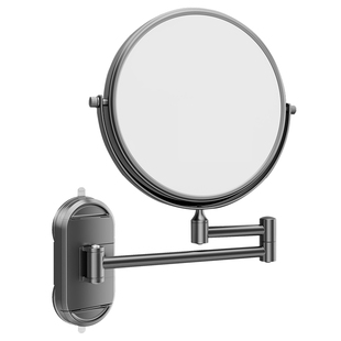 吸盘带灯化妆镜壁挂伸缩可折叠镜子浴室可折叠酒店双面放大美容镜