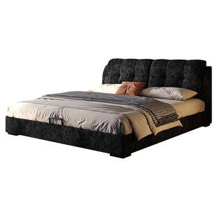 雪尼尔绒布艺床棉麻布2米x2米2大床主卧高端双人现代简约2026新款