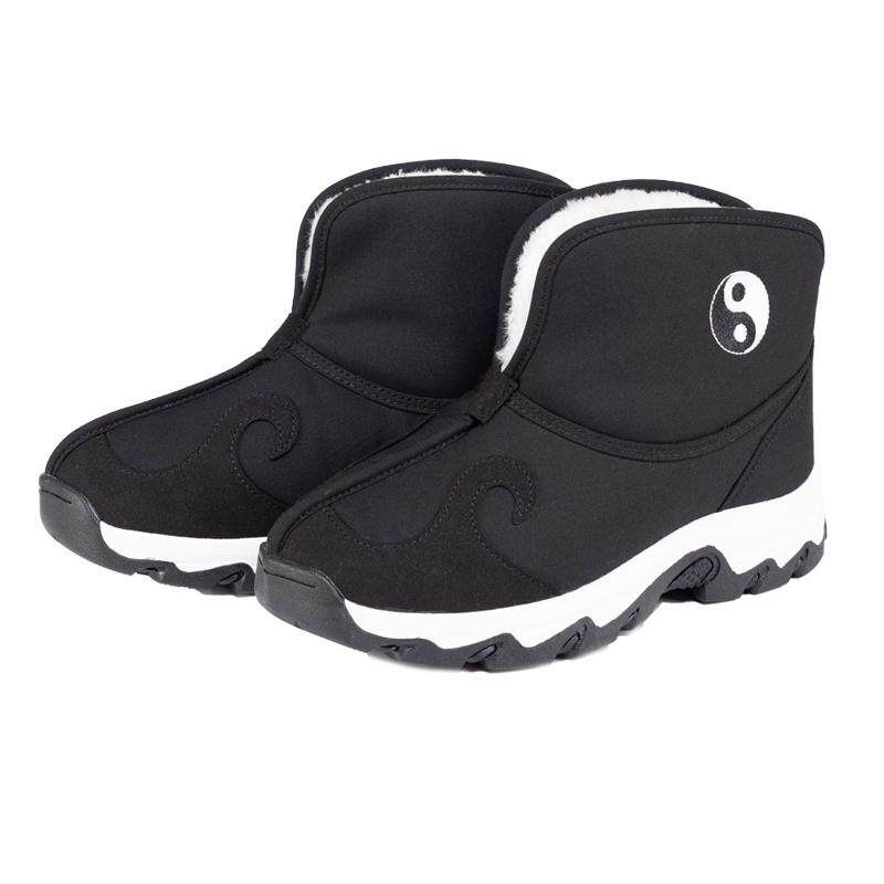 台芭黎冬款防寒 防滑耐磨 加绒保暖 厚底道士祥云太极短筒雪地靴