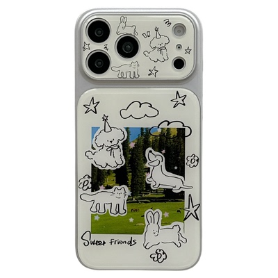 MoreRex ins风可爱涂鸦草地小动物适用苹果17手机壳超火iphone16promax新款17pro滴胶14防摔保护套13全包15女