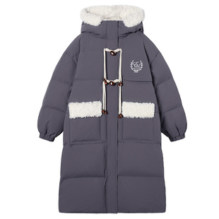【499/件】EPTISON复古学院风长款羽绒服女2025冬季新款连帽外套