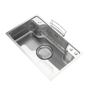 西屋5mm加厚日式水槽洗菜盆304不锈钢家用水槽大单槽厨房洗碗水池