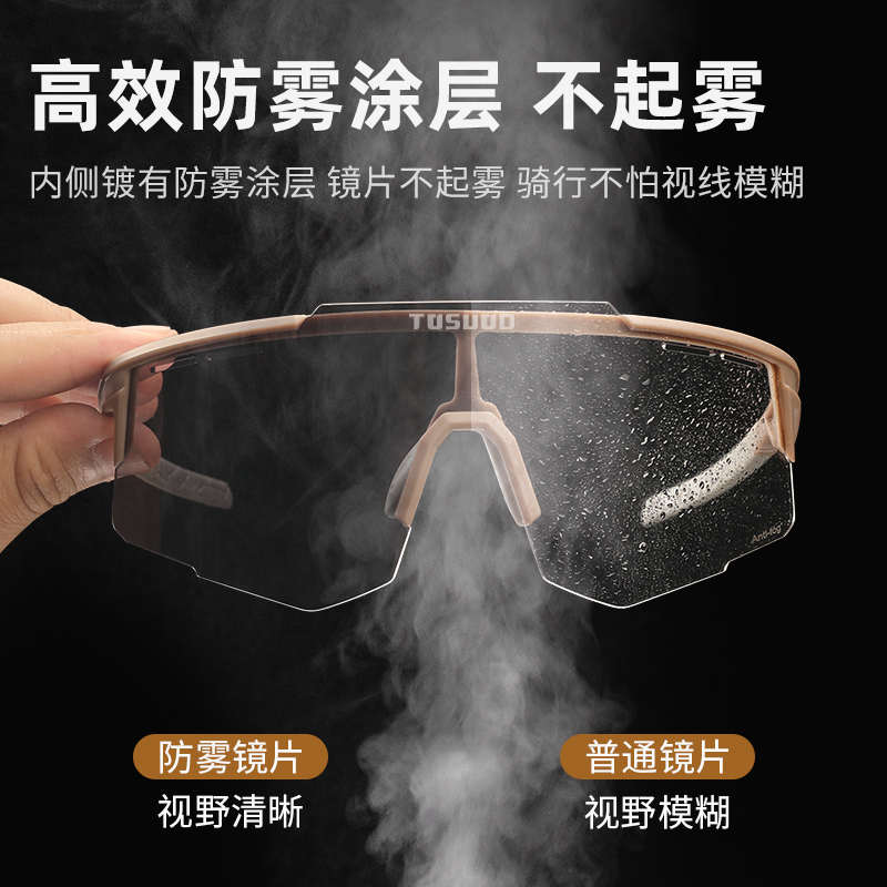 塔斯队长骑行眼镜透明变色日夜两用公路自行车护目镜专业跑步眼镜