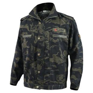 迷彩服外套男上衣春秋长袖夹克工作服多兜宽松耐磨工地汽修劳保服