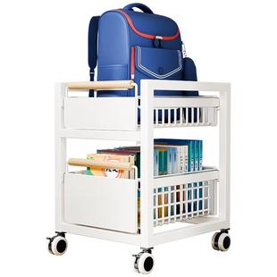 新款可移动书包置物架书桌下落地带轮小推车书本架神器书架收纳柜
