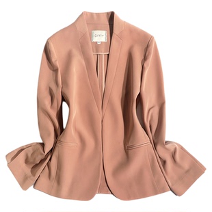 OFFIY独特西柚粉 气质名媛高级感暗扣通勤修身职业套装西装外套女