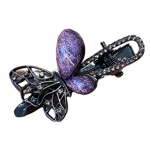 浪漫紫色蝴蝶发夹女法式超仙刘海夹精致侧边发卡碎发鸭嘴夹子头饰